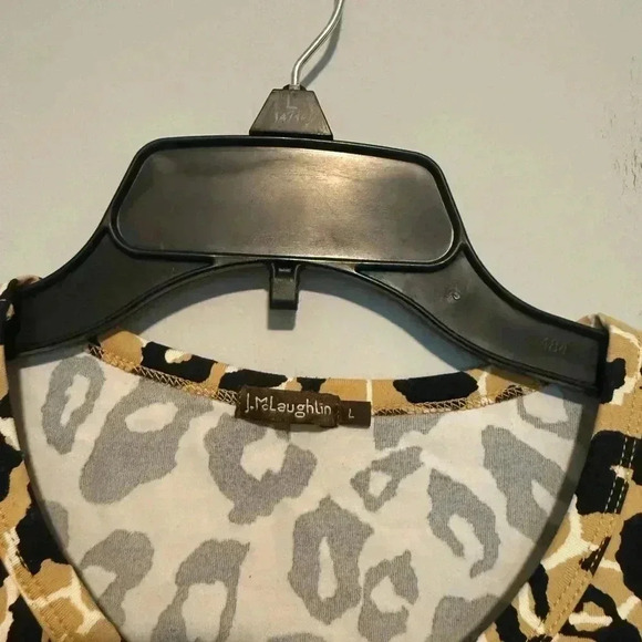 J McLaughlin Top  Womens  Leopard Print  Blouse Size L 3/4 Sleeve - Picture 2 of 5